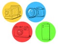 Camera evolution illustration Royalty Free Stock Photo
