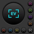 Camera exposure value setting dark push buttons with color icons Royalty Free Stock Photo