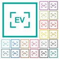 Camera exposure value setting flat color icons with quadrant frames Royalty Free Stock Photo