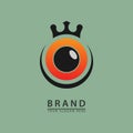 Camera eye with elegant king crown icon logo