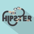 Camera And Eyeglasses In Hand With Hipster Typography Design