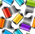 Camera Film Roll Cartrige Background Pattern. Vector Royalty Free Stock Photo