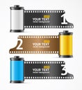 Camera Film Roll Cartrige Banner Card. Vector Royalty Free Stock Photo