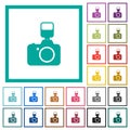 Camera with flash flat color icons with quadrant frames Royalty Free Stock Photo