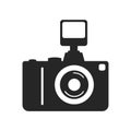 Camera with flash icon in trendy flat style isolated on white background