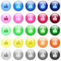 Camera with flash icons in color glossy buttons