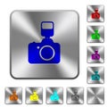 Camera with flash rounded square steel buttons Royalty Free Stock Photo