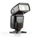 Camera flash with swivel head and diffuser Royalty Free Stock Photo