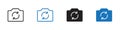 Camera flip icon linear graphics set vector in black Royalty Free Stock Photo