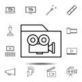 camera, folder, cinema icon. Simple thin line, outline vector element of Cinema icons set for UI and UX, website or mobile Royalty Free Stock Photo