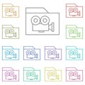 Camera, folder, cinema multi color icon. Simple thin line, outline vector of cinema icons for ui and ux, website or mobile Royalty Free Stock Photo