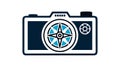 Camera with Gear and Compass Symbol, vector design Generative AI Royalty Free Stock Photo