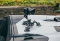 Camera gimbal on the car steadicam keeps on suckers on the auto car Royalty Free Stock Photo