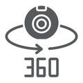 Camera 360 glyph icon, device and rotation, panoramic camera sign, vector graphics, a solid pattern on a white Royalty Free Stock Photo