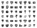 Camera go pro icons set simple vector. Action camera