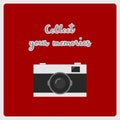Camera icon with collect your memories hand lettering