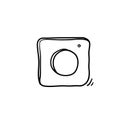 Camera icon design with handdrawn doodle style vector isolated on white Royalty Free Stock Photo