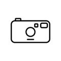 Camera Icon. Film Camera Vector Icon. Done in Modern Black Linear Style Isolated on White Background. Royalty Free Stock Photo