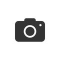 Camera icon. Flat design. Vector illustration. Grey on white background. Royalty Free Stock Photo