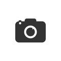 Camera icon. Flat design. Vector illustration. Grey on white background. Royalty Free Stock Photo