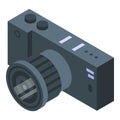 Camera icon isometric vector. Movie clip