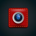 Camera icon on leather button