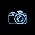 camera icon in neon style. One of photo collection icon can be used for UI, UX