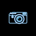 camera icon in neon style. One of photo collection icon can be used for UI, UX