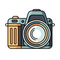 Camera icon. Outlined vector illustration of a mirrorless or dslr digital camera Royalty Free Stock Photo