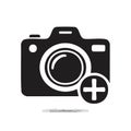 Camera icon with plus symbol for adding new image or recording Royalty Free Stock Photo