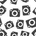 Camera icon seamless pattern background. Business flat vector il Royalty Free Stock Photo