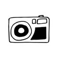 Camera icon, sticker. sketch hand drawn doodle style. vector, minimalism, monochrome. photo, video, blog, vlog, blogging, blogger Royalty Free Stock Photo