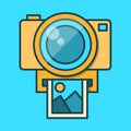 Camera icon in trendy flat style. Flat design in stylish colors. Isolated on blue background Royalty Free Stock Photo