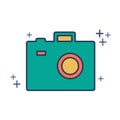 Camera icon vector illustration glyph style design with color and plus sign. Royalty Free Stock Photo