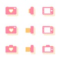 Camera icons heart lens with dot shadow, mirrorless and compact Royalty Free Stock Photo