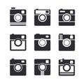 Camera icons. Hipster photo camera pictogram