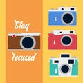 Camera icons set in flat style