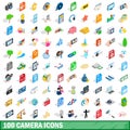 100 camera icons set, isometric 3d style Royalty Free Stock Photo