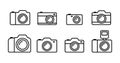 Camera icons set, Simple flat outline design isolated on white background, Vector illustration. Royalty Free Stock Photo