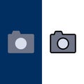 Camera, Image, Photo, Basic  Icons. Flat and Line Filled Icon Set Vector Blue Background Royalty Free Stock Photo