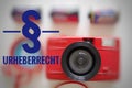 Camera with the inscription in german ÃÂ§ Urheberrecht in english clarification of copyright