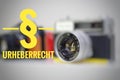 Camera with the inscription in german ÃÂ§ Urheberrecht in english clarification of copyright