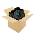 Camera inside a box Royalty Free Stock Photo