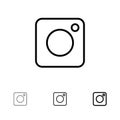 Camera, Instagram, Photo, Social Bold and thin black line icon set