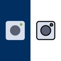 Camera, Instagram, Photo, Social  Icons. Flat and Line Filled Icon Set Vector Blue Background Royalty Free Stock Photo