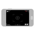 Camera interface in phone screen. Photo, video ui in cellphone. App for record from mobile cam. Viewfinder, grid, focus, button