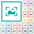 Camera landscape mode flat color icons with quadrant frames Royalty Free Stock Photo