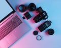 Camera and laptop Royalty Free Stock Photo