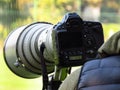 Camera with large lens Royalty Free Stock Photo