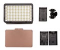 On-camera LED video light kit flat lay. Royalty Free Stock Photo